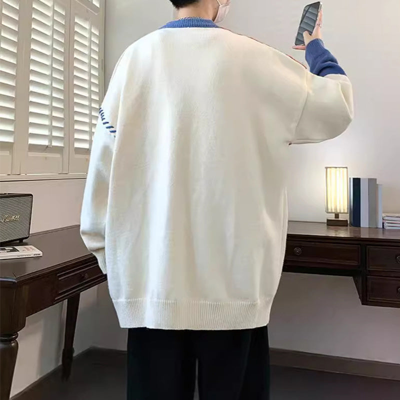 Ins Colorblock Pullover Sweater Fashion Long Sleeve