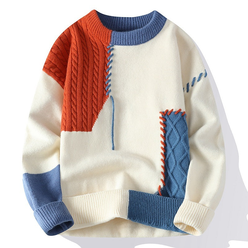 Ins Colorblock Pullover Sweater Fashion Long Sleeve