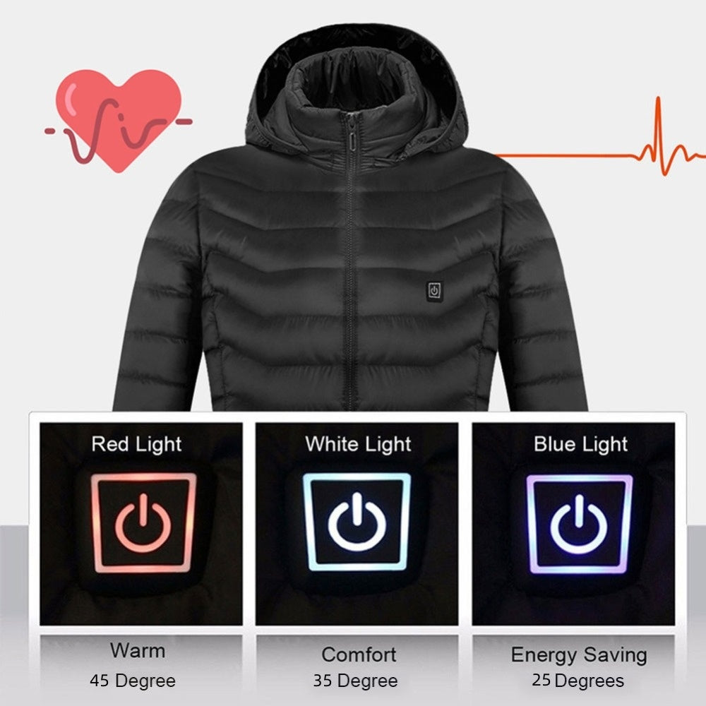 Winter Heated Jacket USB Electric Cotton Coat Zip-up Heater