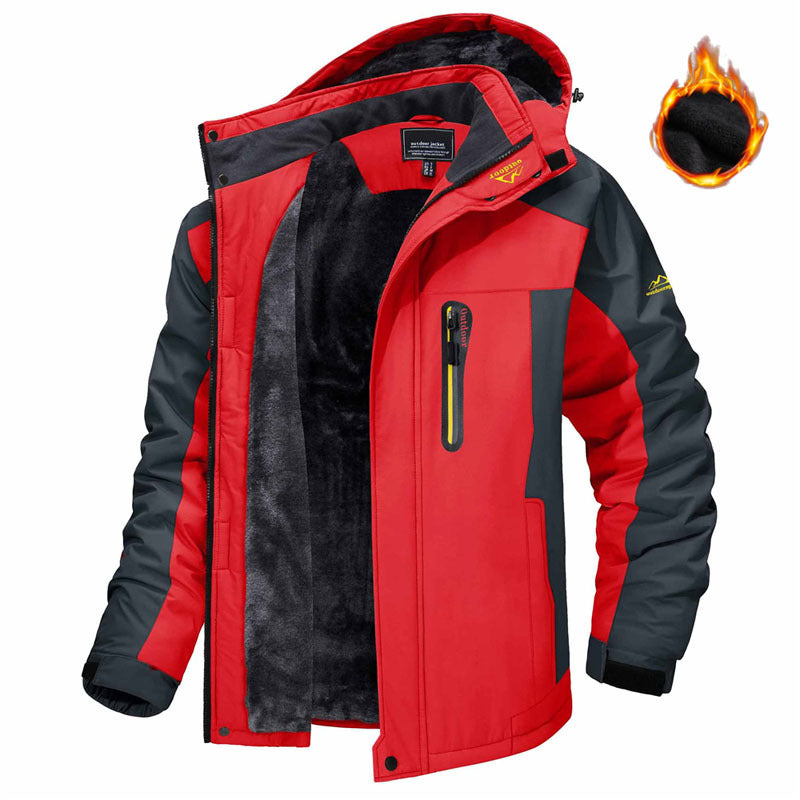 Winter Hooded Jacket Warm Fleece Coat Windproof