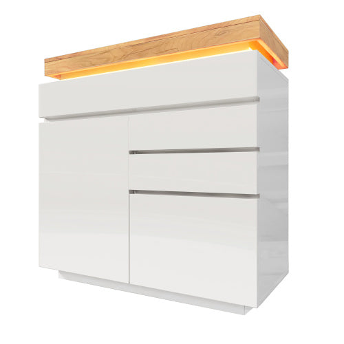 Chest Of Drawers,High-gloss Sideboard Cabinet With 2 Doors
