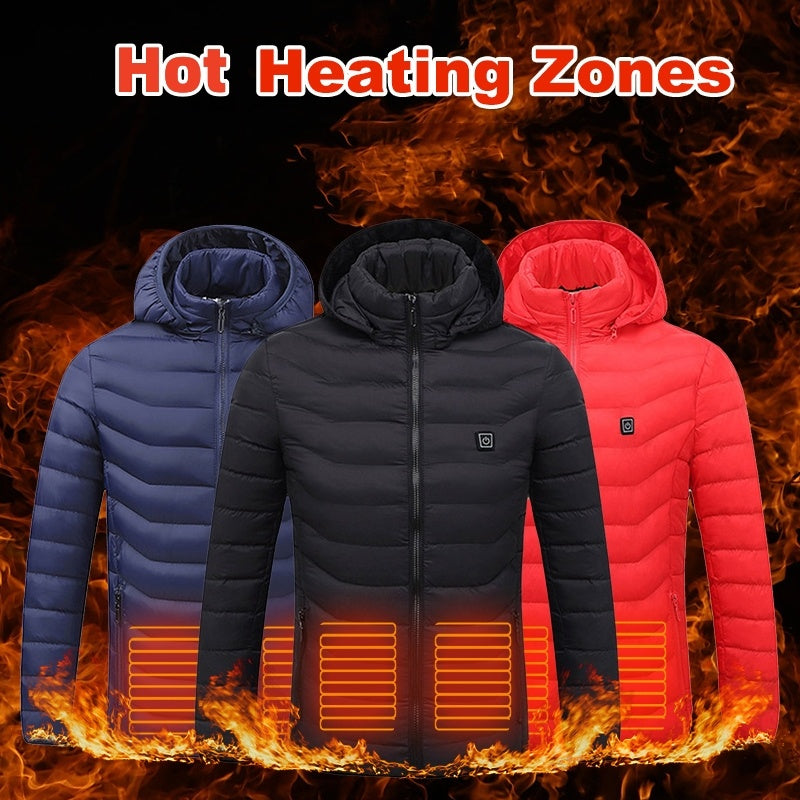 Winter Heated Jacket USB Electric Cotton Coat Zip-up Heater