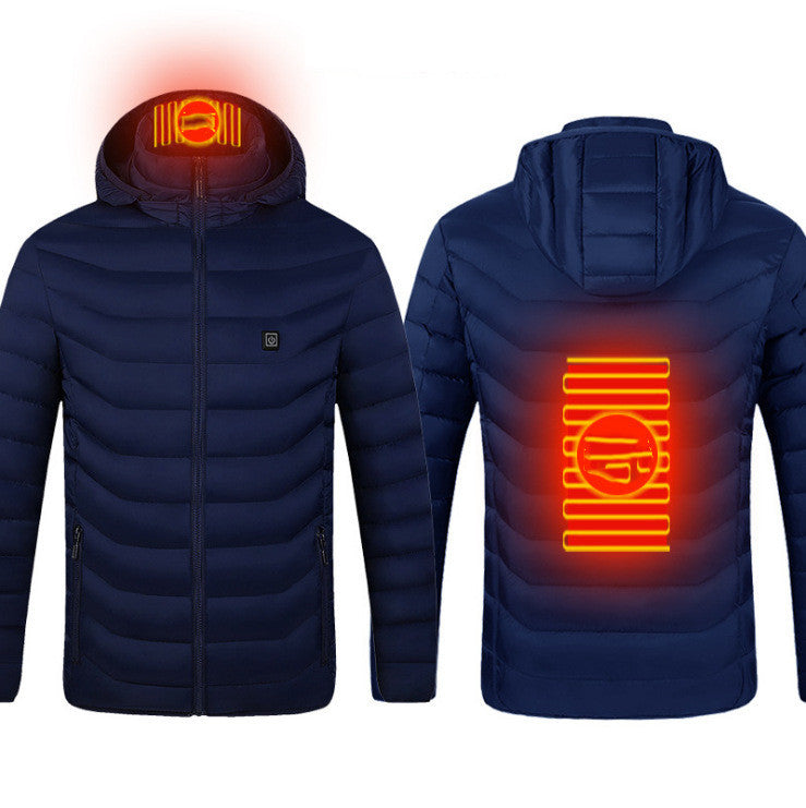 Winter Heated Jacket USB Electric Cotton Coat Zip-up Heater