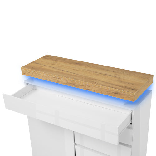 Chest Of Drawers,High-gloss Sideboard Cabinet With 2 Doors