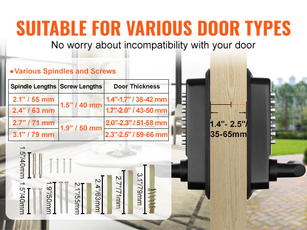 Mechanical Keyless Entry Door Lock, 14 Digit Keypad