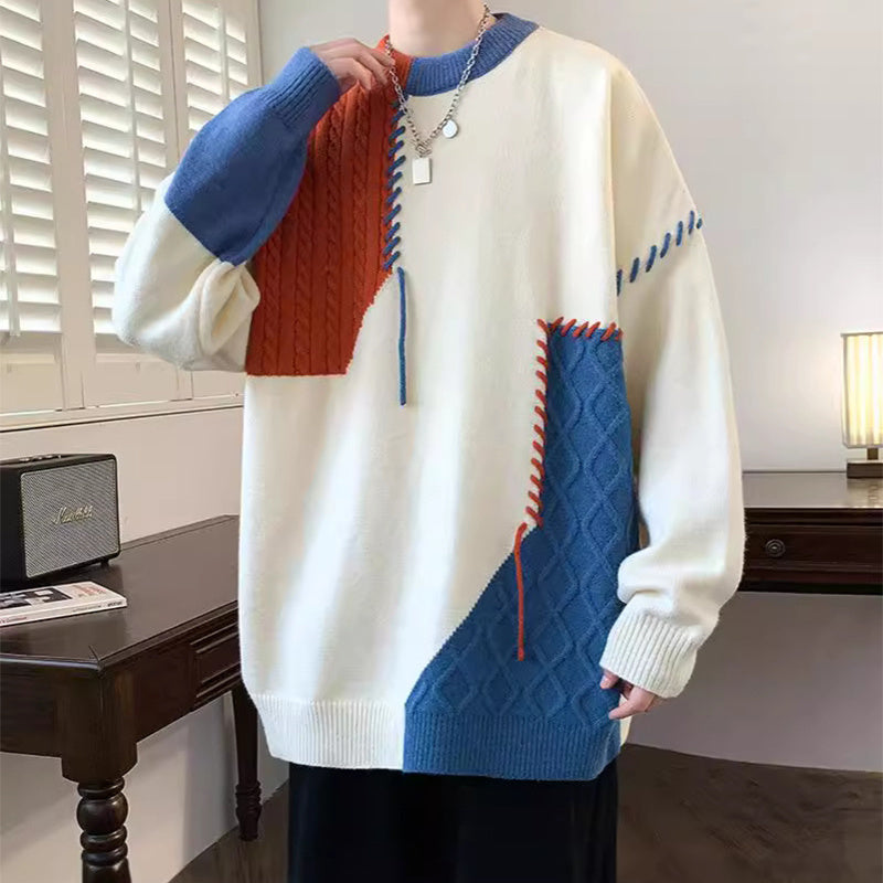 Ins Colorblock Pullover Sweater Fashion Long Sleeve