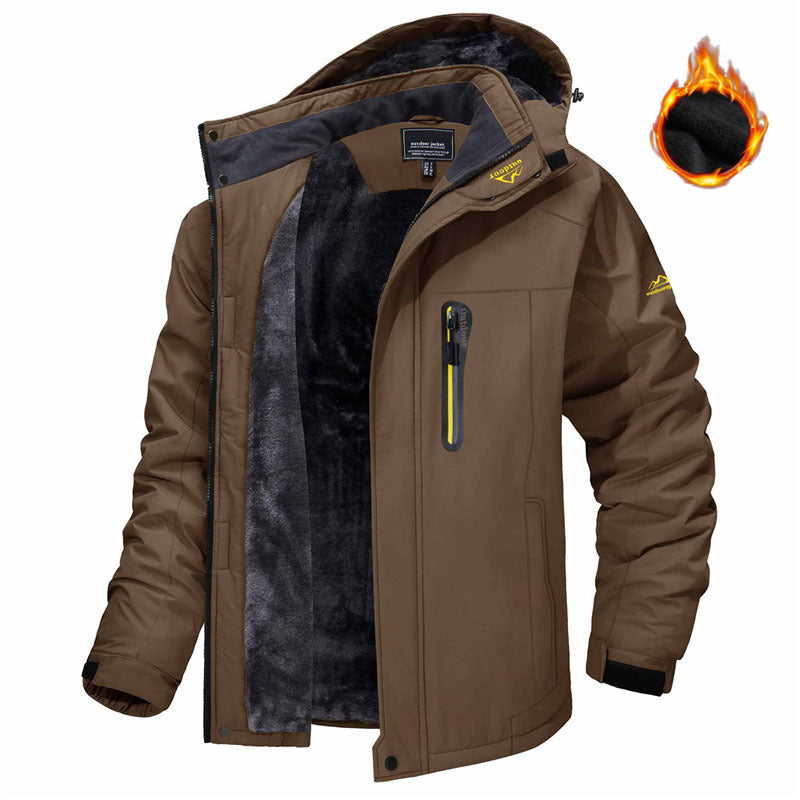 Winter Hooded Jacket Warm Fleece Coat Windproof