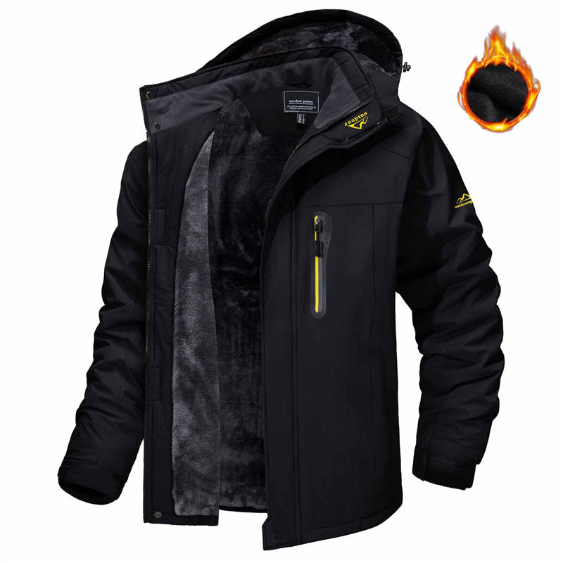 Winter Hooded Jacket Warm Fleece Coat Windproof