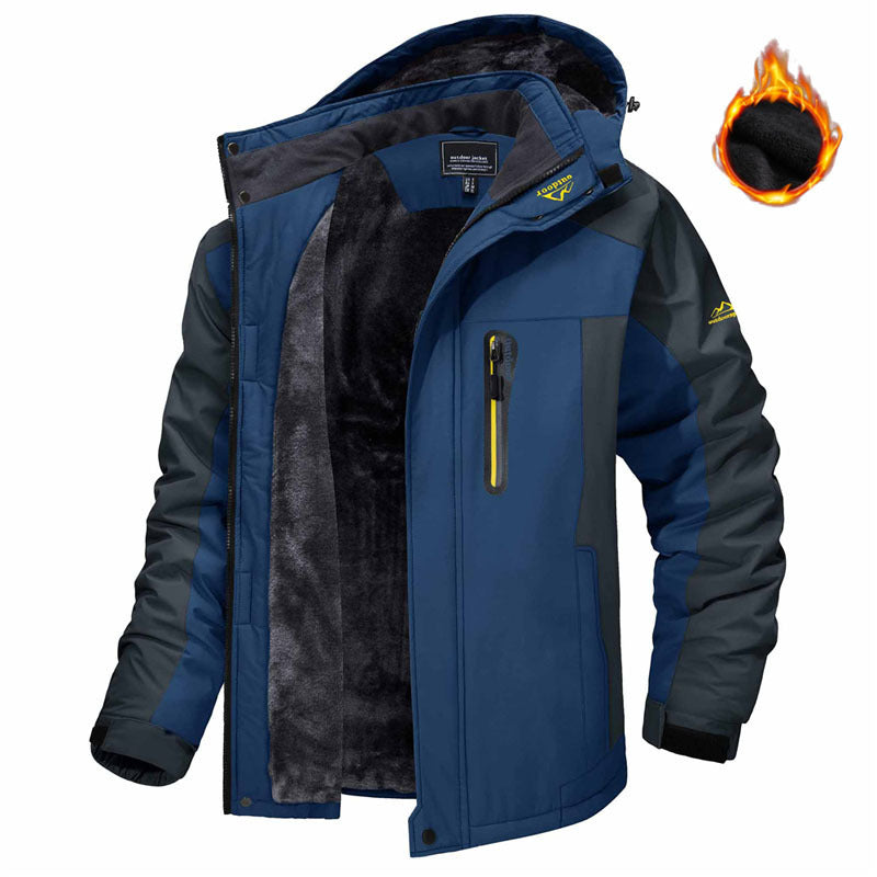 Winter Hooded Jacket Warm Fleece Coat Windproof