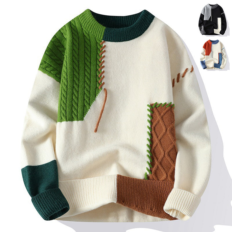Ins Colorblock Pullover Sweater Fashion Long Sleeve