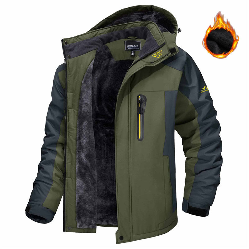 Winter Hooded Jacket Warm Fleece Coat Windproof
