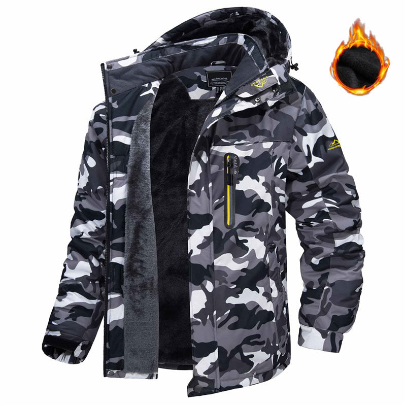 Winter Hooded Jacket Warm Fleece Coat Windproof