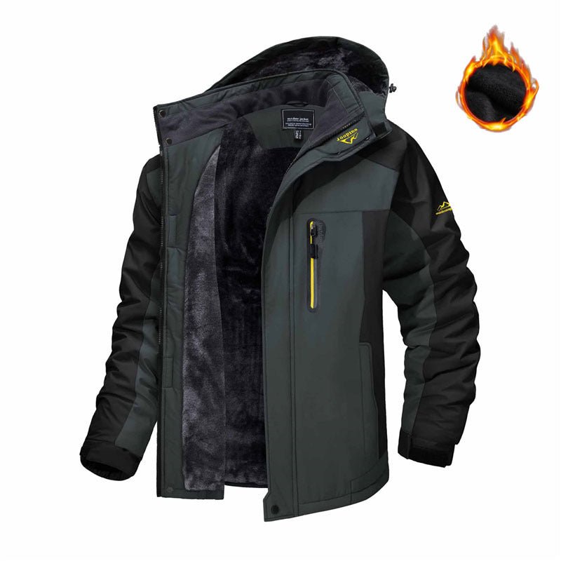 Winter Hooded Jacket Warm Fleece Coat Windproof