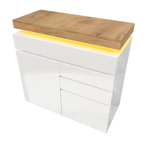 Chest Of Drawers,High-gloss Sideboard Cabinet With 2 Doors