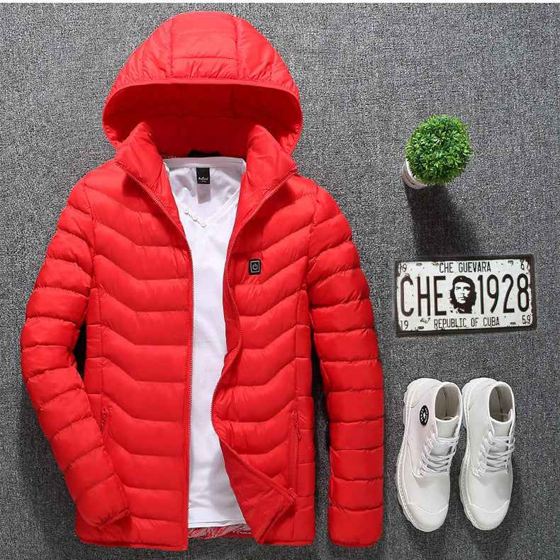 Winter Heated Jacket USB Electric Cotton Coat Zip-up Heater